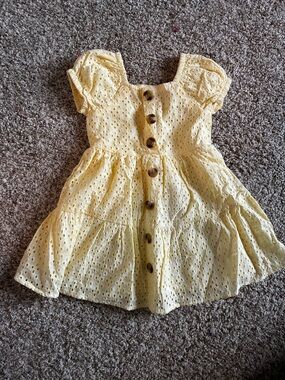Little Lass Pale Yellow Button-Front Dress
